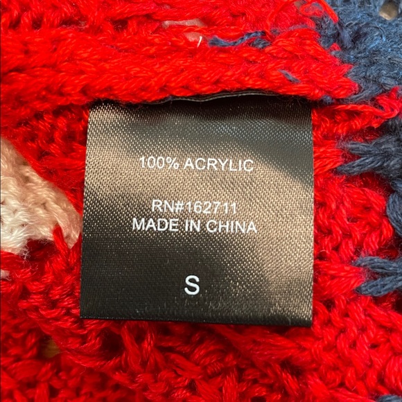 33 Degrees Americana Crochet Striped Cardigan Small Long Flare Sleeve V Neck - Picture 9 of 12